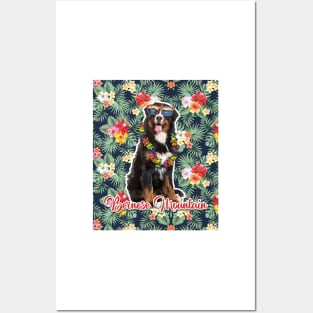 Bernese Mountain Summer Funky Hawaiian, Hawaii Style, Dog Personalized Hawaiian Posters and Art